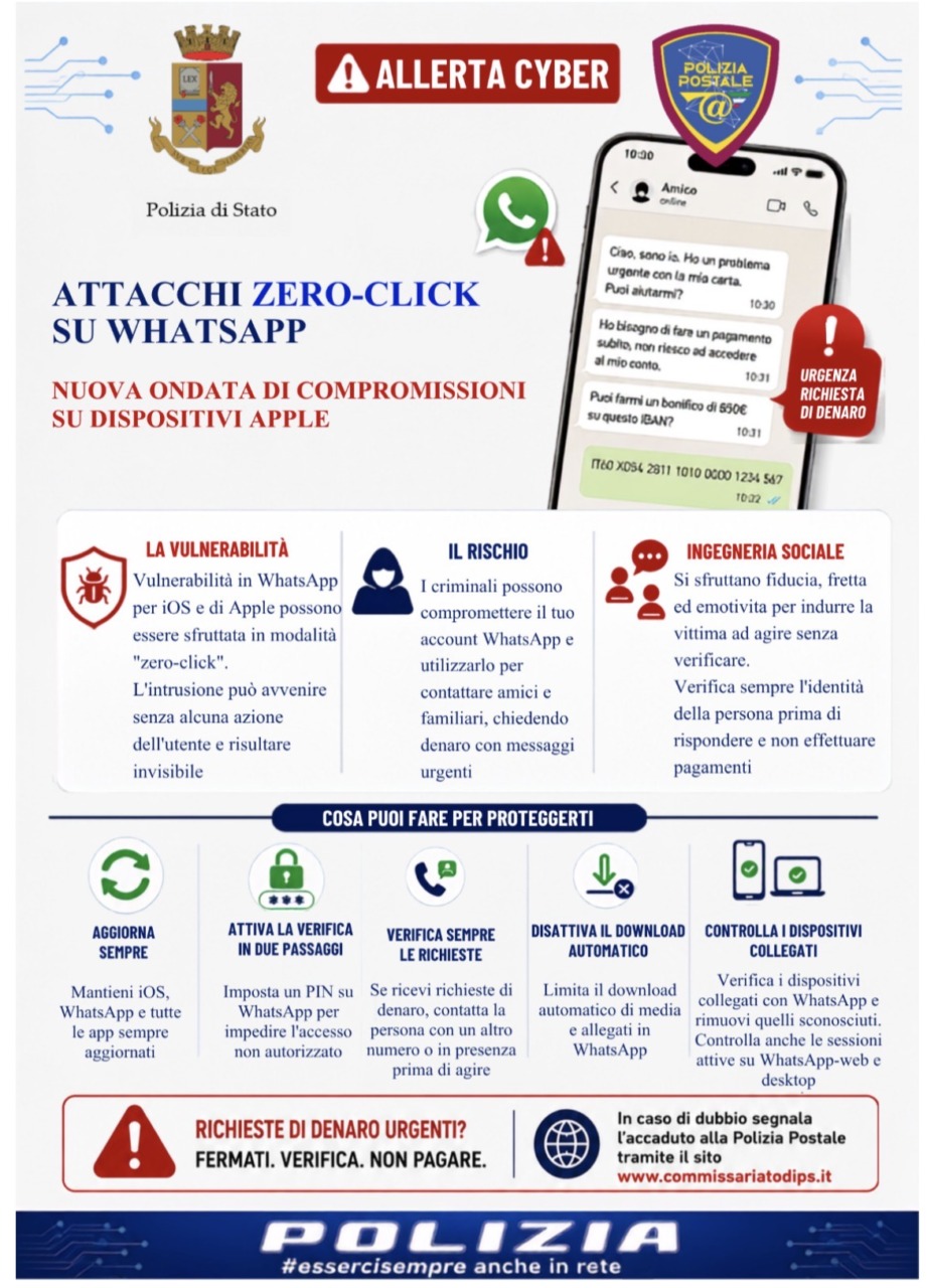 WhatsApp, nuova ondata di attacchi “zero-click”: i consigli della Polizia di Stato